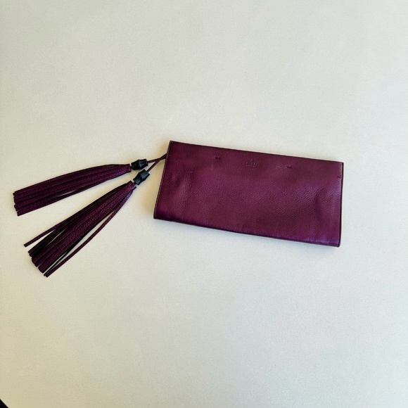 Nouveau Leather Tassel Clutch Bag, Purple - Picture 1 of 4